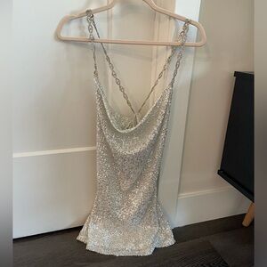 White/Silver Sequin Dress